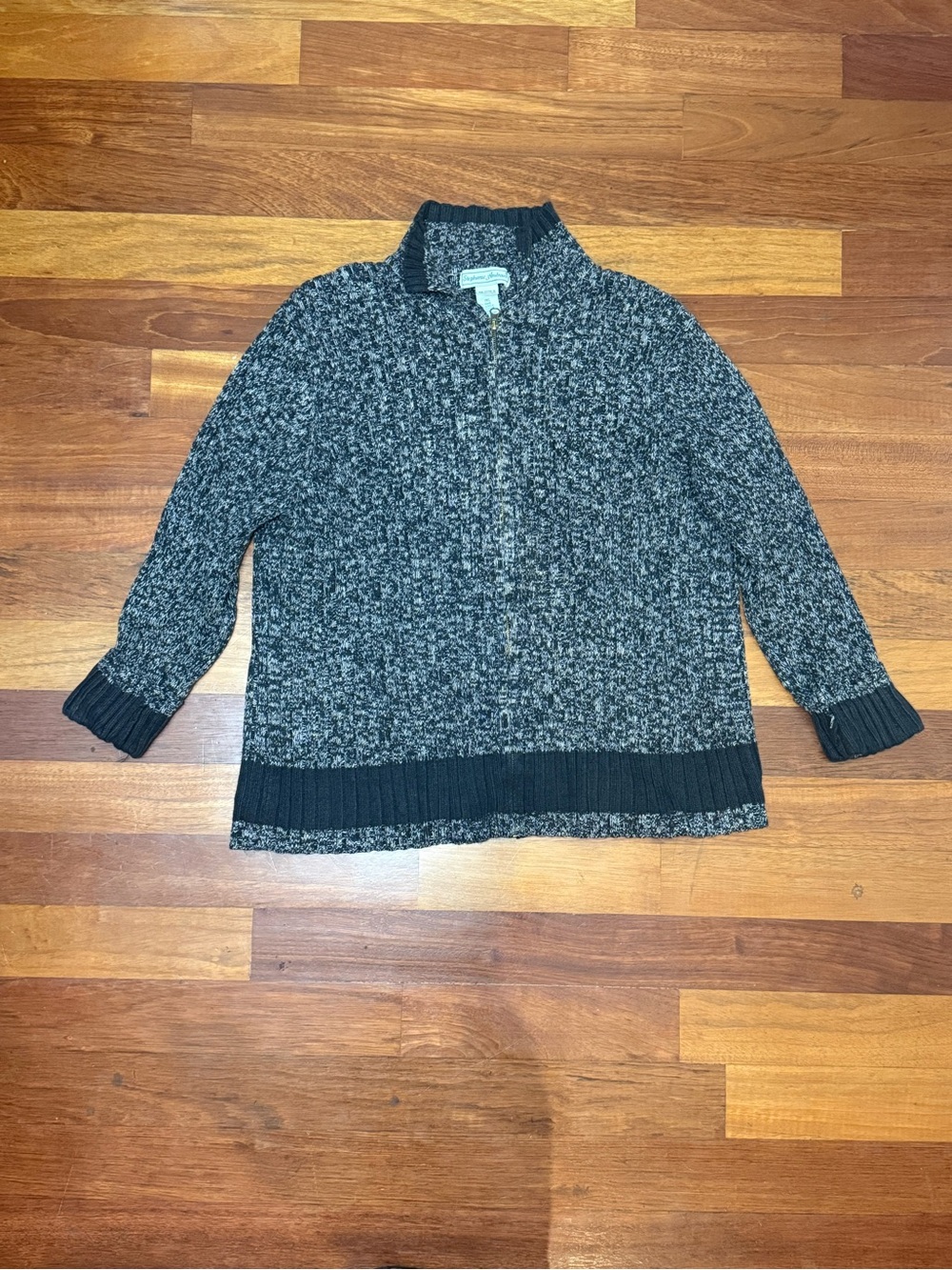 Vintage Stephanie Andrews Full Zip Cardigan Sweater Jacket Marled Knit Plus 1XL